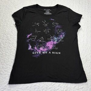 Wound Up Black and Purple Constellation Short Sleeve Tee size xxl